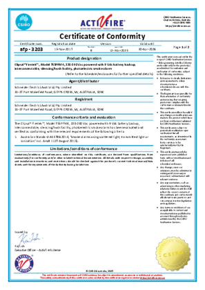 Clipsal, 755PFM4 smoke alarm, Certificate, Activfire, CSIRO Australia