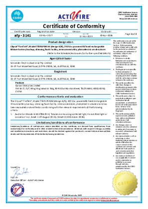 Clipsal, 755RLPSMA4 Smoke Alarm, Certificate, RCM, CSIRO ActiFire Scheme