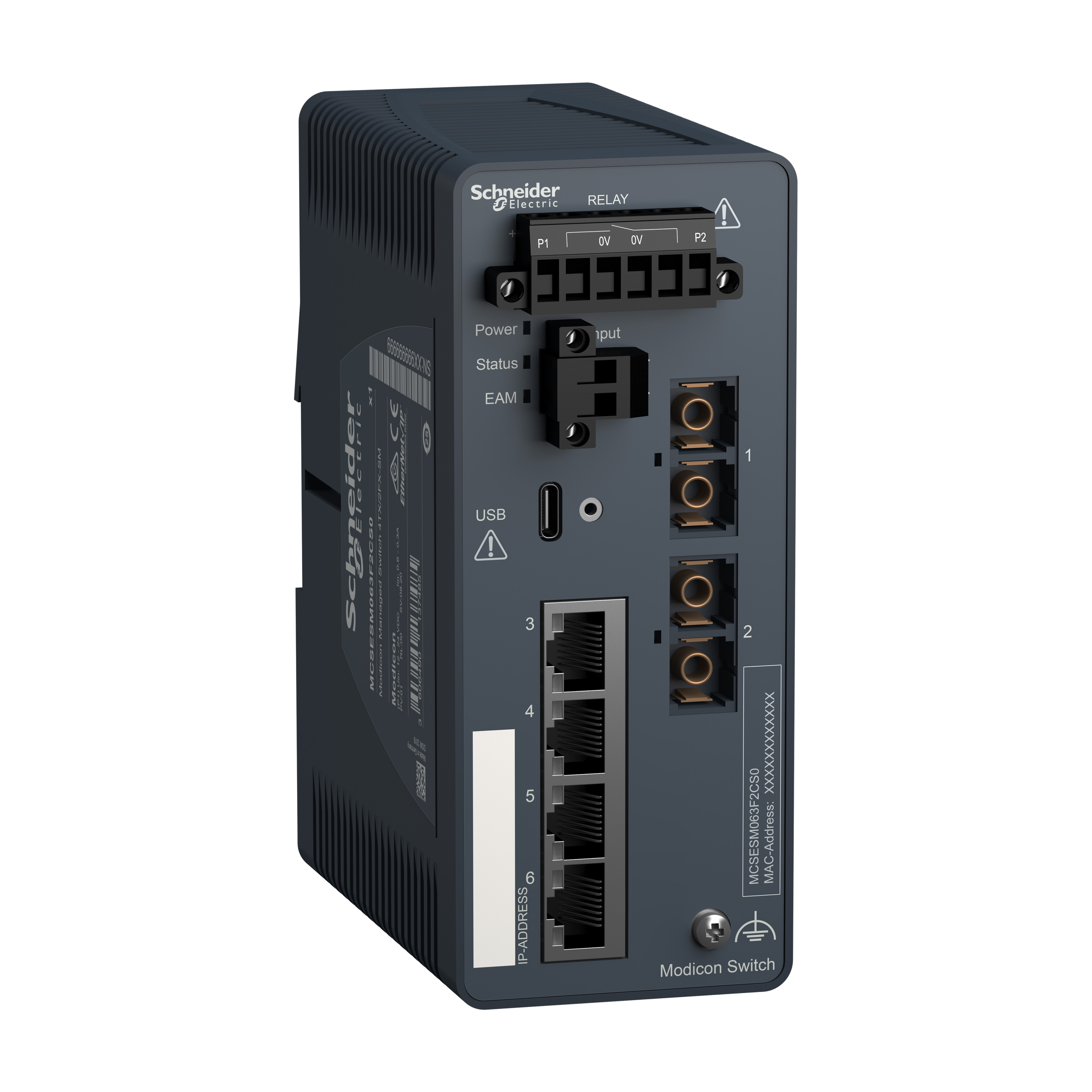 Modicon Managed Switch - 4 ports for copper + 2 ports for fiber optic single-mode