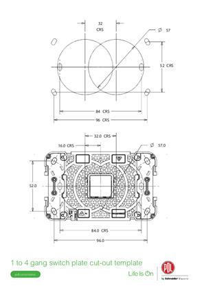 CutOutTemplate-1-4 Gang Switch