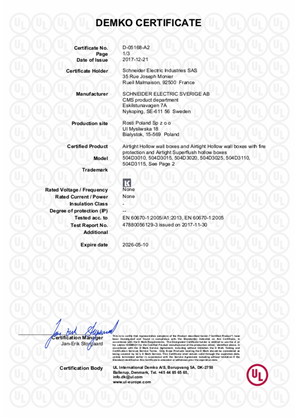 DEMKO certificate UL