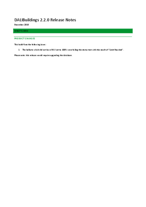 DALI Buildings with SQL Server and Release Notes