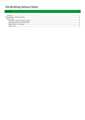 DALI Buildings with SQL Server and Release Notes