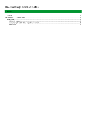 DALI Buildings with SQL Server and Release Notes