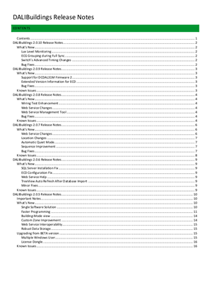 DALI Buildings with SQL Server and Release Notes