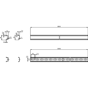 Symmtr. DIN rail 15x35 WM 1mm