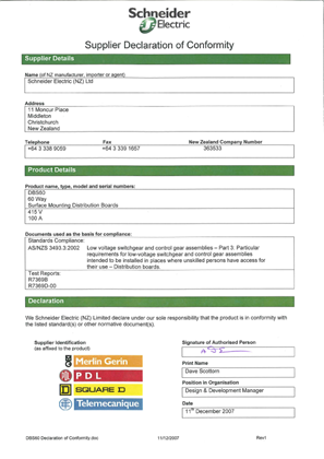 Superboard Series, DBS60, Declaration of Conformity