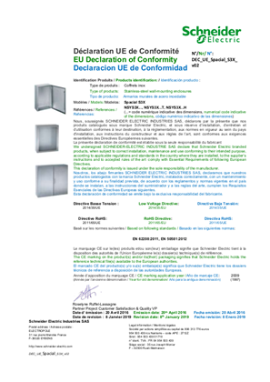 Declaration of Conformity UE Spacial stainless steel cabinet S3X Range Version2