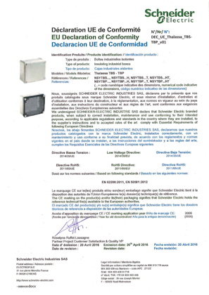 Declaration of Conformity CE for TBD-TBP Ranges