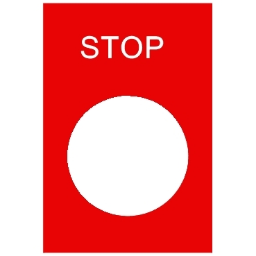Felirati címke 30x40mm, "Stop", piros alapon fehér betűk ZB2BY2304