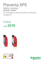 Catalog Safety modules Preventa XPSAXE XPSAC For Emergency stop and switch monitoring - Category 0 - English 2019or Emergency stop and switch monitoring - Category 0 - English 2019