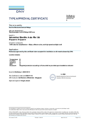 DNV Certificate RM17 RM35