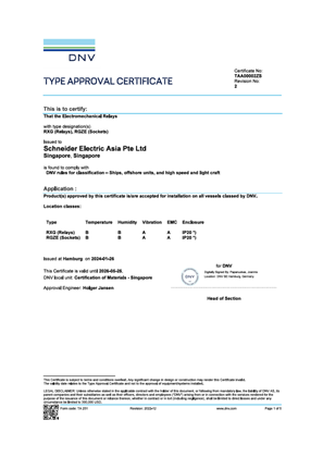 DNV Certificate RXG RGZE