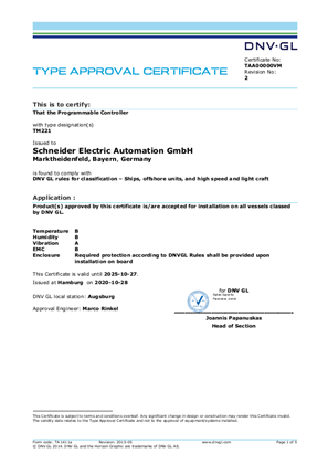 TM221 DNV-GL Certificate