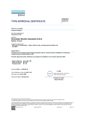 DNV Type Approval Certificate_TeSys D_LC1D40A-80A&LC2D40A-80A&LC1DT60A-80A&LC2DT60A-80A