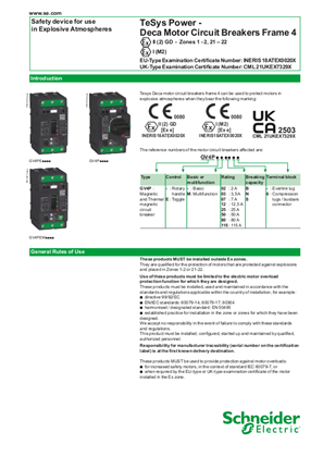 TeSys Power - Deca Motor Circuit Breakers Frame 4 - Use in Explosive Atmospheres