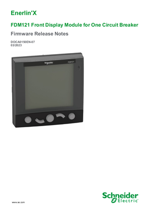 FDM121 Front Display Module for One Circuit Breaker - Firmware Release Notes