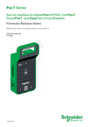 Service Interface for MasterPact NT/NW, ComPact NS, and PowerPact P-, R-Frame Circuit Breakers Firmware Release Note