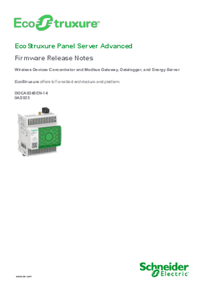 EcoStruxure Panel Server Advanced - Firmware Release Notes