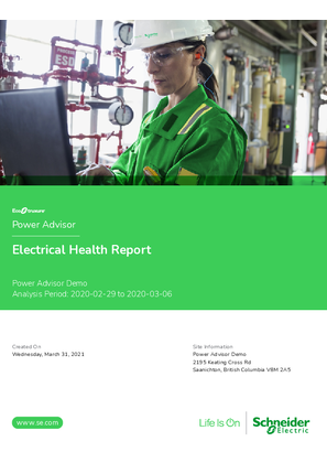 EcoStruxure Power Advisor Electrical Health Detailed Report Example