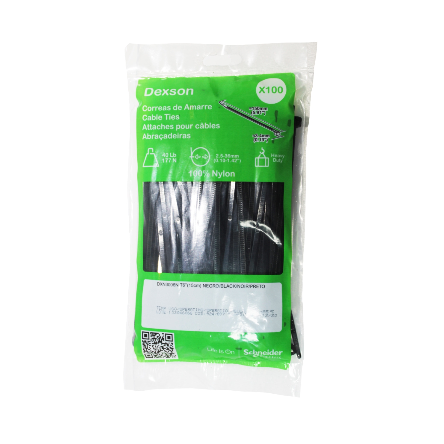 AMARRE 3.2 MM X 15 CM T-6 NEGRO