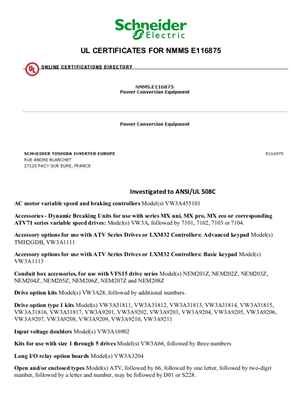 E116875 UL GENERIC CERTIFICATE