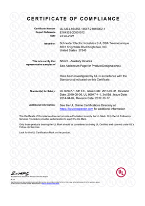 UL_Certificate_TeSys D_LRD01-35&LR3D01-35