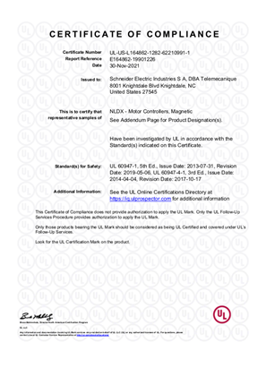 UL_Certificate_TeSys D_LC1D80 AC coils