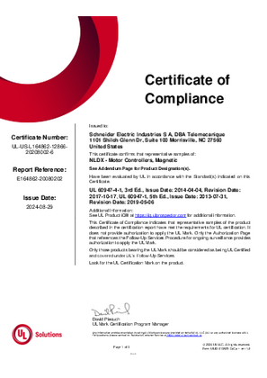 Certificate_TeSys D_ LC1D40A-80A&LC2D40A-80A&LC1DT60A-80A&LC2DT60A-80A&DPE40-65