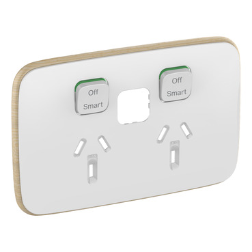 Clipsal Iconic, Essence Skin Connected Socket, Wiser, Horizontal Twin