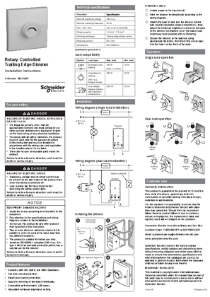 Instruction Sheet E32V250T Dimmer S-Classic PHA31875