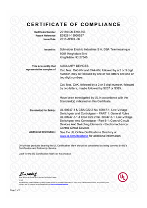UL_Certificate_TeSys K_CA3KN_CA4KN&CAK...S207&CAK...S335