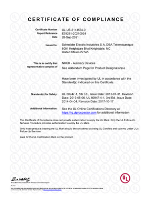 UL_Certificate_TeSys D_LA7D03