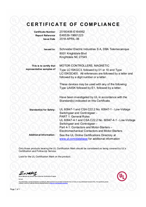 UL_Certificate_TeSys SK_LC1SKGC3&LC1SKGC4