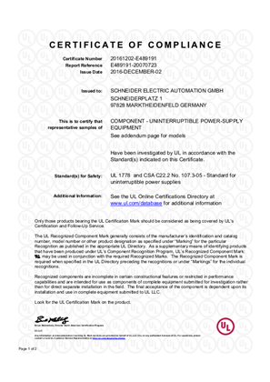 Phaseo, ABL8BPK, Certificate, cULus, Ordinary Location