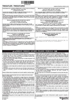 TM3SAFL5R, TM3SAFL5RG TM3SAF5R, TM3SAF5RG Safety Module for monitoring EMERGENCY STOP circuits according to ISO 13849, IEC 62061, IEC 61058, Instruction Sheet