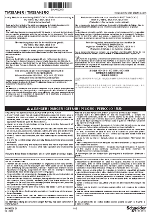 TM3SAK6R, TM3SAK6RG Safety Module for monitoring EMERGENCY STOP circuits according to ISO 13849, IEC 62061, IEC 61058, Instruction Sheet