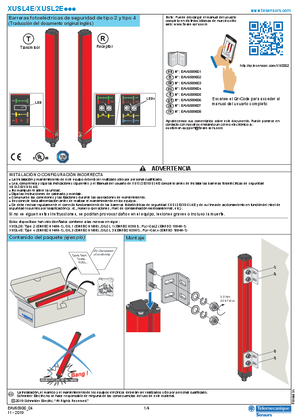 XUSL2E..., XUSL4E... Barreras fotoeléctricas de seguridad de tipo 2 y tipo 4, Guía de inicio rápido