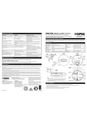755PSMA2 Smoke Alarm Instructions