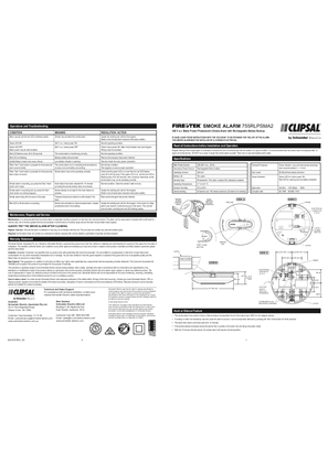 755RLPSMA2 Smoke Alarm Instructions