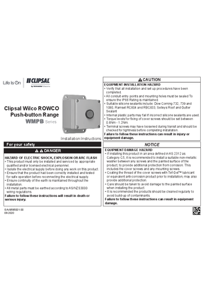 Installation Instructions - WMPB Series Clipsal WilcoROWCO Push-button Range, F2455