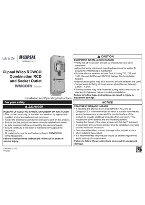 Installation Instructions - F2456 - WMCDIN Series Clipsal WilcoROWCO Combination RCD and Socket Outlet, 118254