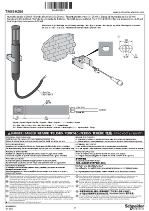 TM171 Humidity Probe, Instruction Sheet