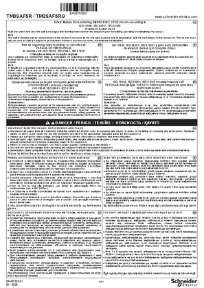 TM3SAF5R, TM3SAF5RG Safety Module for monitoring EMERGENCY STOP circuits according to ISO 13849, IEC 62061, IEC 61058, Instruction Sheet