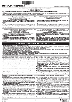 TM3SAFL5R, TM3SAFL5RG Safety Module for monitoring EMERGENCY STOP circuits according to ISO 13849, IEC 62061, IEC 61058, Instruction Sheet