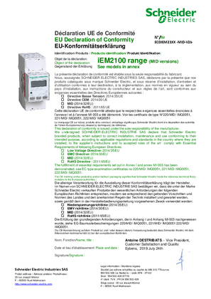 PowerLogic iEM2100 range (MID versions) - Declaration of Conformity