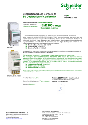 PowerLogic iEM2100 range - Declaration of Conformity