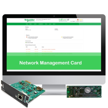 Cartes de gestion d'onduleur par réseau APC Brand Télésurveillance et commande d'un onduleur individuel en le connectant directement au réseau.