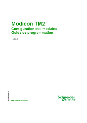 Modicon TM2 - Configuration des modules, Guide de programmation