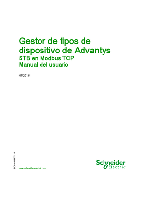 Gestor de tipos de dispositivo de Advantys STB en Modbus TCP, Manual del usuario